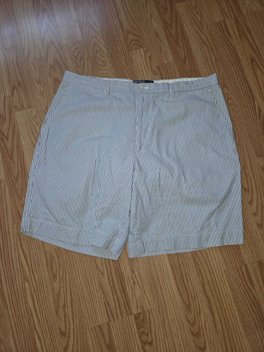 Polo Ralph Lauren Mens 38 Blue And White Seersucker Shorts
